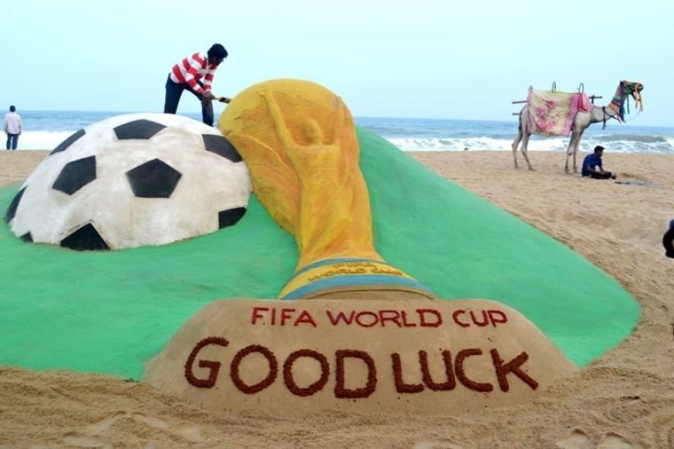 world cup good luck sand sculpture soccer