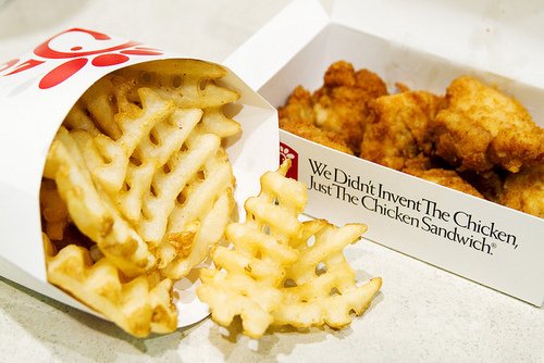 chick fil a waffle fries and chicken nuggets