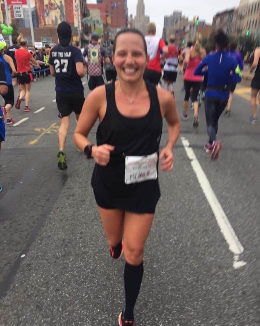 Justine Galloway running the New York Marathon backwards